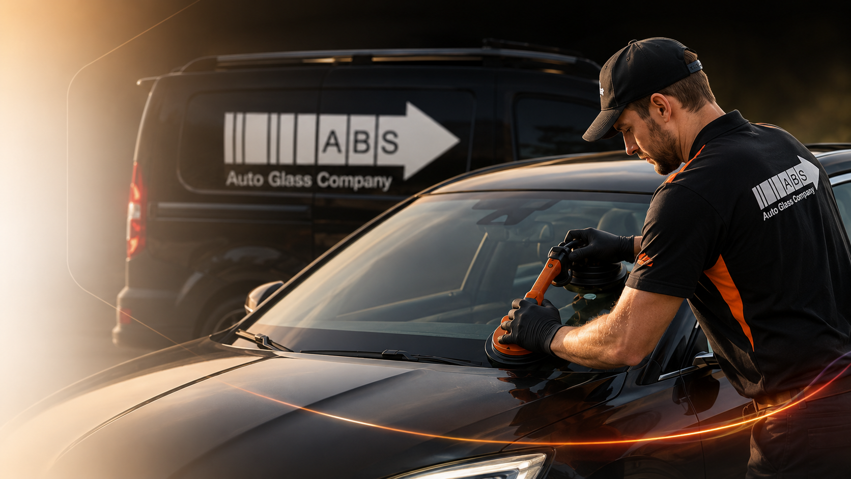 ABS Auto Glass technician replacing windshield